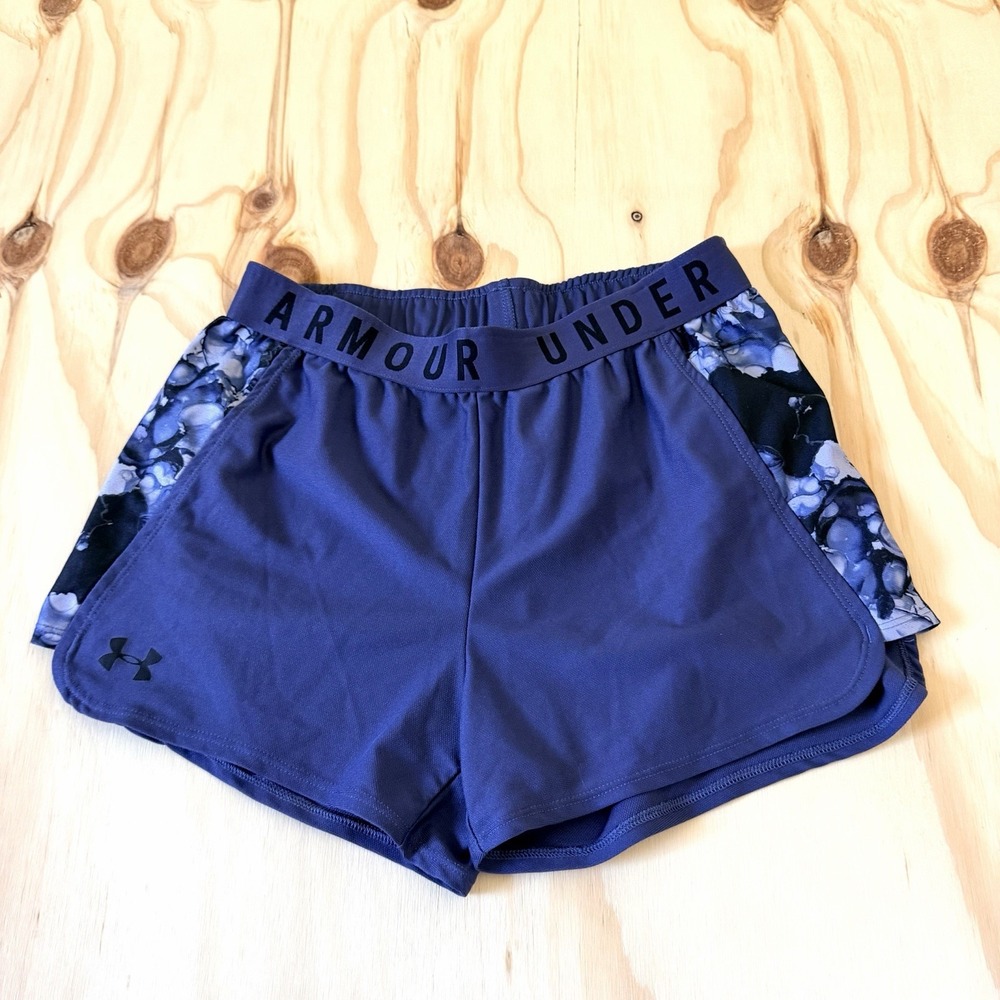 Under Armour women's blue running athletic shorts size small gray